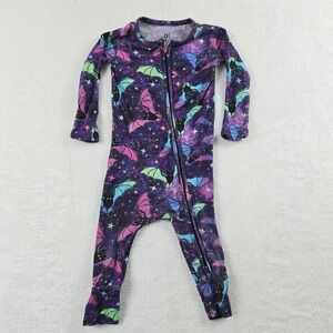 Bums & Roses Bamboo Bat Galaxy Romper 9-12 Months Purple Halloween Sleepwear